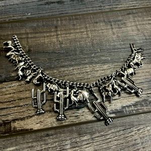Vintage sterling silver western theme charm bracelet with 21 charms!!!
